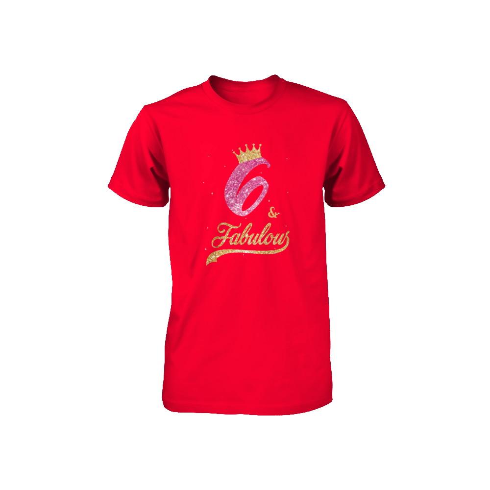 6Th And Fabulous Six Birthday Youth-Youth Shirt-Youth T-Shirt-Red