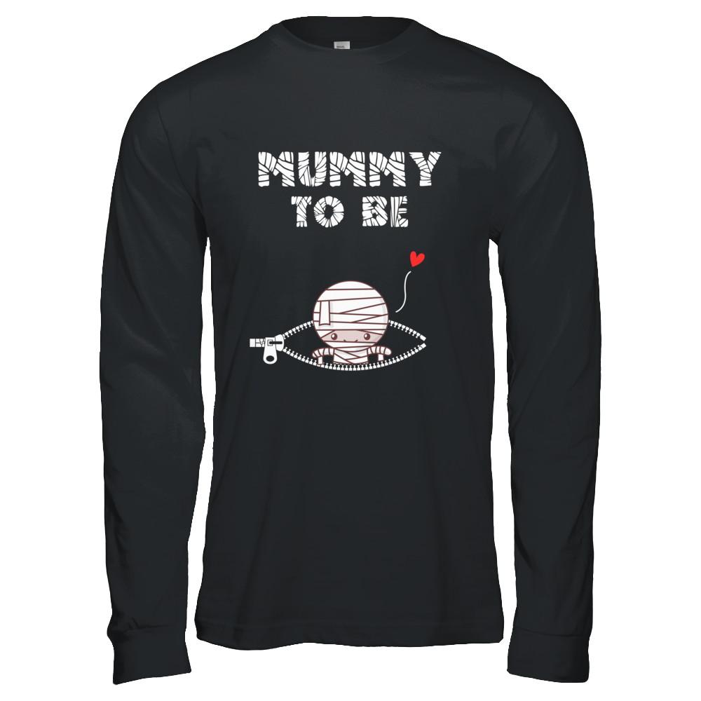 Cute Baby Mummy To Be Pregnant Halloween Costume-T-Shirt & Hoodie-Long Sleeve T-Shirt-Black