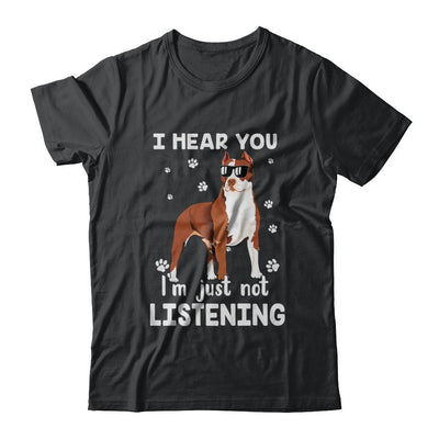 I Hear You I'm Just Not Listening Funny Pitbull-T-Shirt & Hoodie-Classic T-Shirt-Black