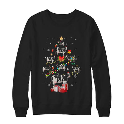 Farmer Cow Christmas Tree Decor Xmas Gift-T-Shirt & Sweatshirt-Crewneck Sweatshirt-Black