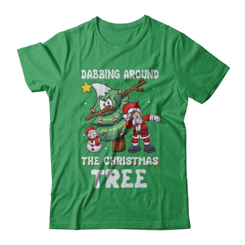 Dabbing Santa Around Christmas Tree-T-Shirt & Sweatshirt-Premium T-Shirt-Kelly Green