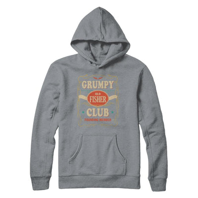 Papa Grumpy Old Fisher Club Founding Member Fishing-T-Shirt & Hoodie-Pullover Hoodie-Light Steel