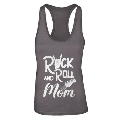 Rock And Roll Mom Retro Guitar Rocker Music Gift-T-Shirt & Tank Top-Women's Ideal Racerback Tank-Dark Grey