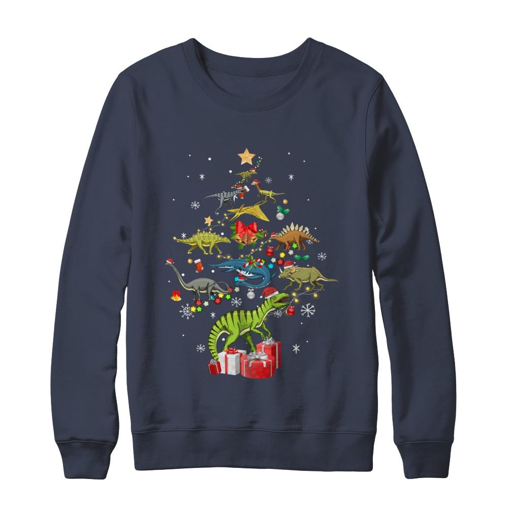 Tree Rex Funny Dinosaur Christmas Tree Kids Gift-T-Shirt & Sweatshirt-Crewneck Sweatshirt-Navy