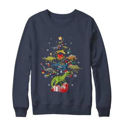Tree Rex Funny Dinosaur Christmas Tree Kids Gift-T-Shirt & Sweatshirt-Crewneck Sweatshirt-Navy