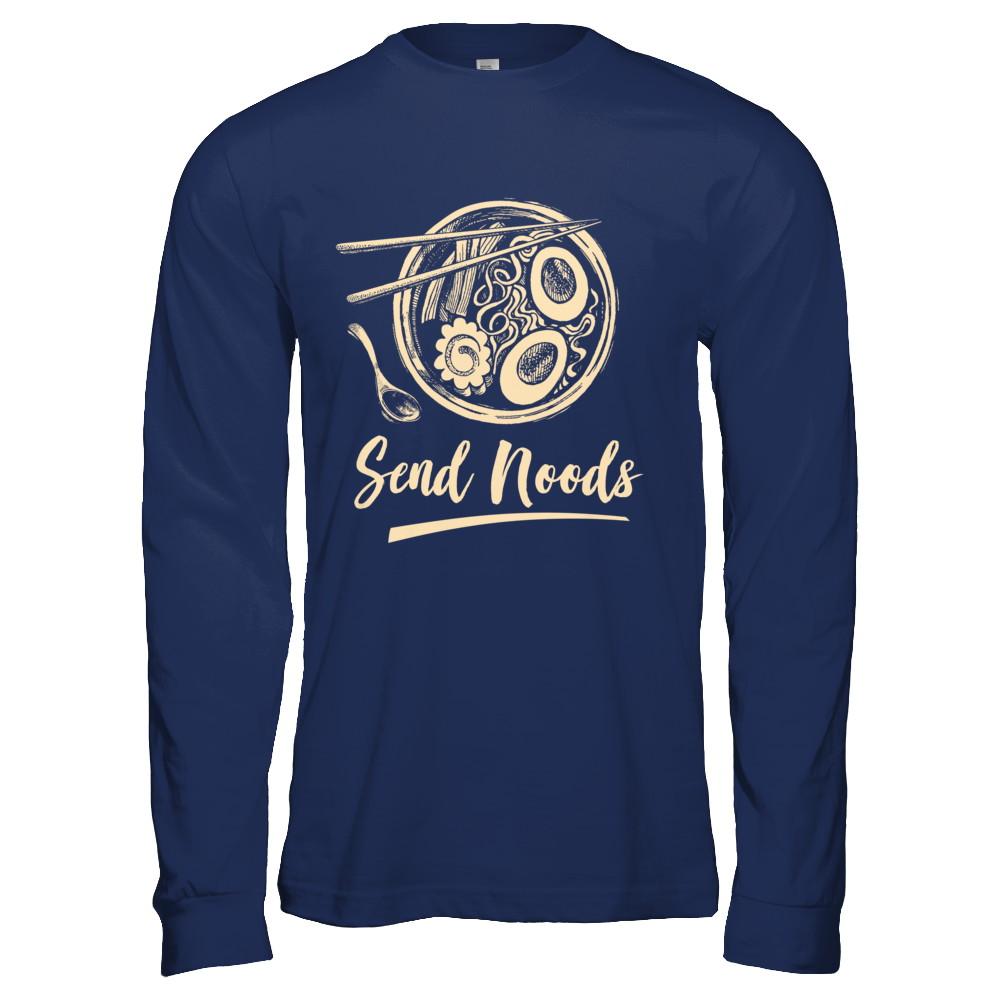 Send Noods Ramen Noodles-T-Shirt & Hoodie-Long Sleeve T-Shirt-Navy