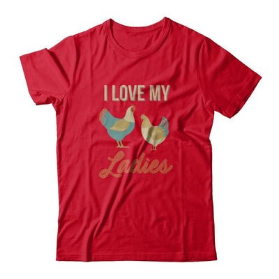 Vintage Retro I Love My Ladies Funny Chicken Farmer-T-Shirt & Tank Top-Premium T-Shirt-Red