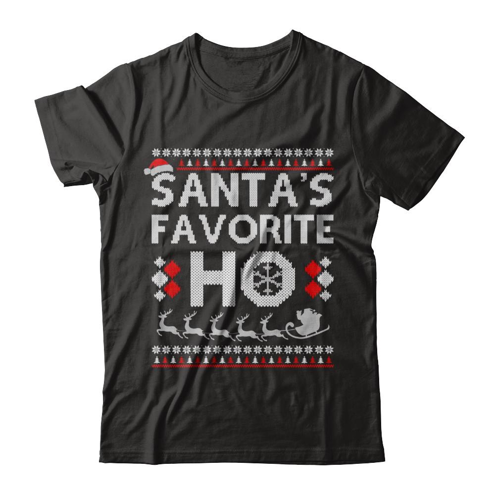 Santa's Favorite Ho Funny Ugly Sweater Christmas-T-Shirt & Sweatshirt-Premium T-Shirt-Black