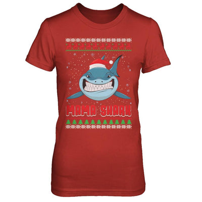 Mama Claus Shark Family Matching Christmas Ugly Sweater-T-Shirt & Sweatshirt-Women's T-Shirt-Red