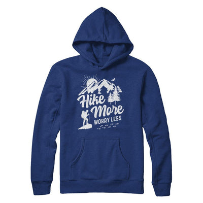 Hike More Worry Less Hiking Camping Sayings-T-Shirt & Hoodie-Pullover Hoodie-Deep Royal