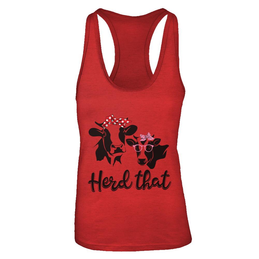 Funny Farmer Women Girls Cows Herd That-T-Shirt & Tank Top-Women's Ideal Racerback Tank-Red