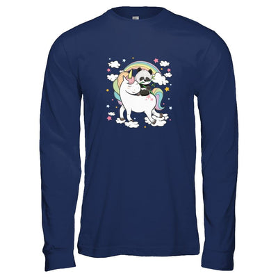 Panda Riding Unicorn-T-Shirt & Tank Top-Long Sleeve T-Shirt-Navy
