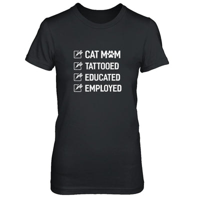 Cat Mom Tattooed Educated Employed-T-Shirt & Tank Top-Women's T-Shirt-Black