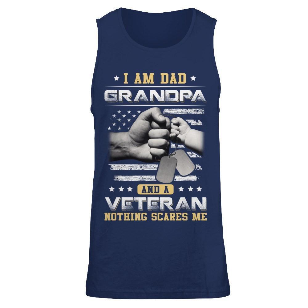 I'm A Dad Grandpa And A Veteran Nothing Scares Me-T-Shirt & Hoodie-Unisex Tank-Navy