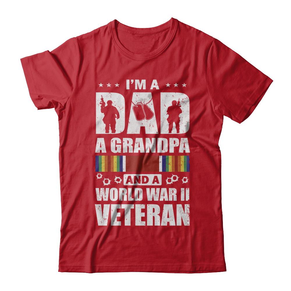 A Dad A Grandpa And A World War II Veteran Fathers Day-T-Shirt & Hoodie-Classic T-Shirt-Red