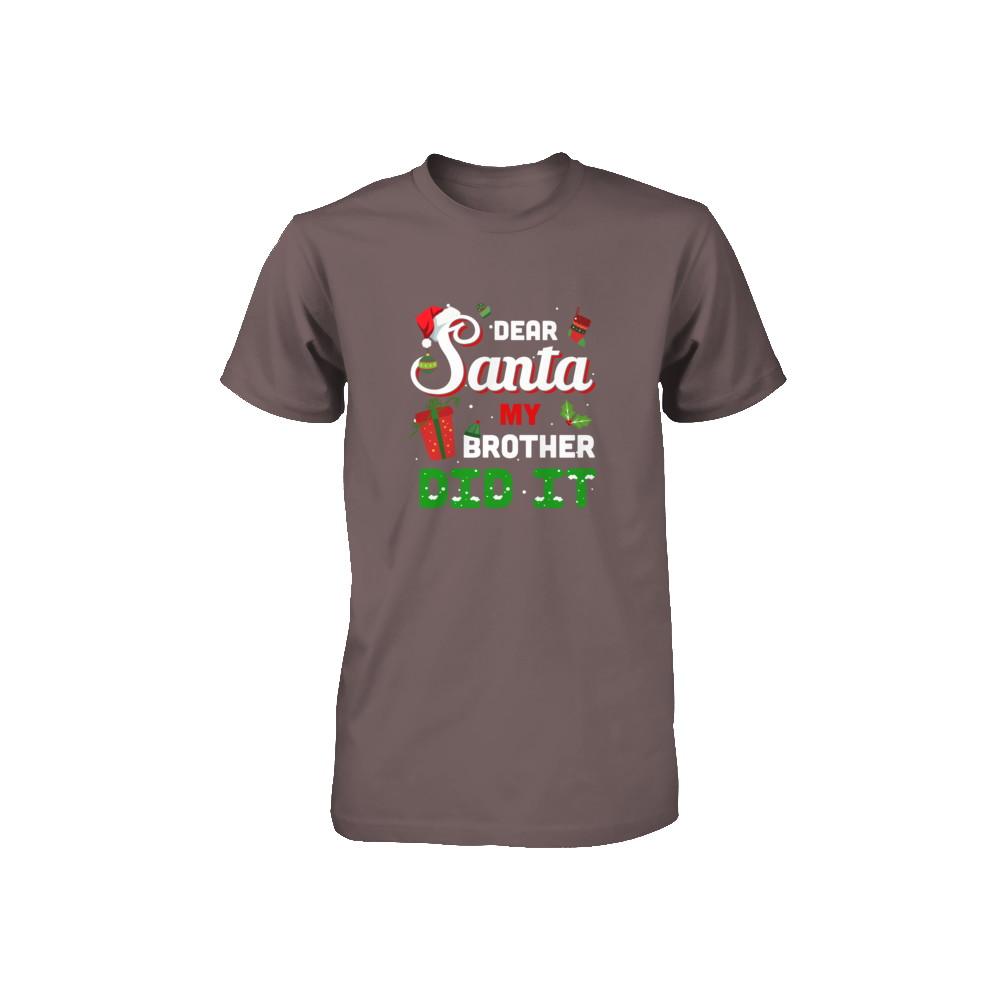 Dear Santa My Brother Did It Christmas-Youth Shirt-Youth T-Shirt-Asphalt
