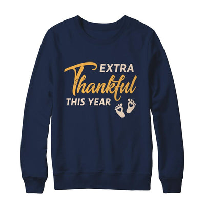 Extra Thankful This Year Pregnant Thanksgiving-T-Shirt & Sweatshirt-Crewneck Sweatshirt-Navy
