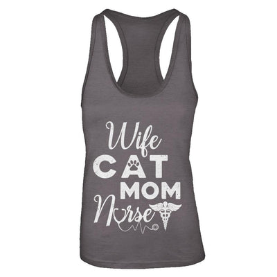 Wife Cat Mom Nurse-T-Shirt & Tank Top-Women's Ideal Racerback Tank-Dark Grey