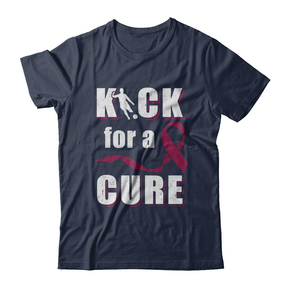 Kick For A Cure Soccer Multiple Myeloma Awareness-T-Shirt & Hoodie-Classic T-Shirt-Navy