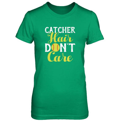 Catcher Hair Don't Care Softball-T-Shirt & Tank Top-Women's T-Shirt-Irish Green