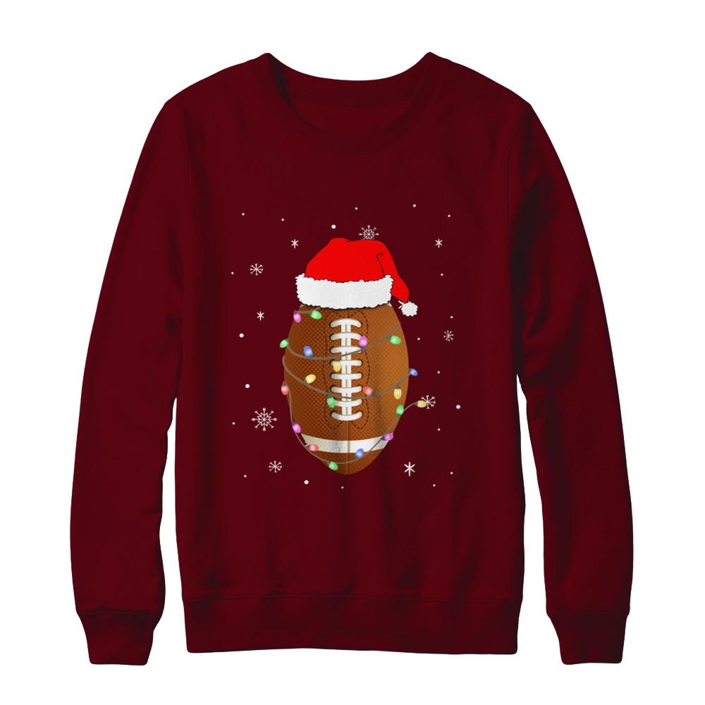 Santa Hat Football Christmas Gifts-T-Shirt & Sweatshirt-Crewneck Sweatshirt-Maroon