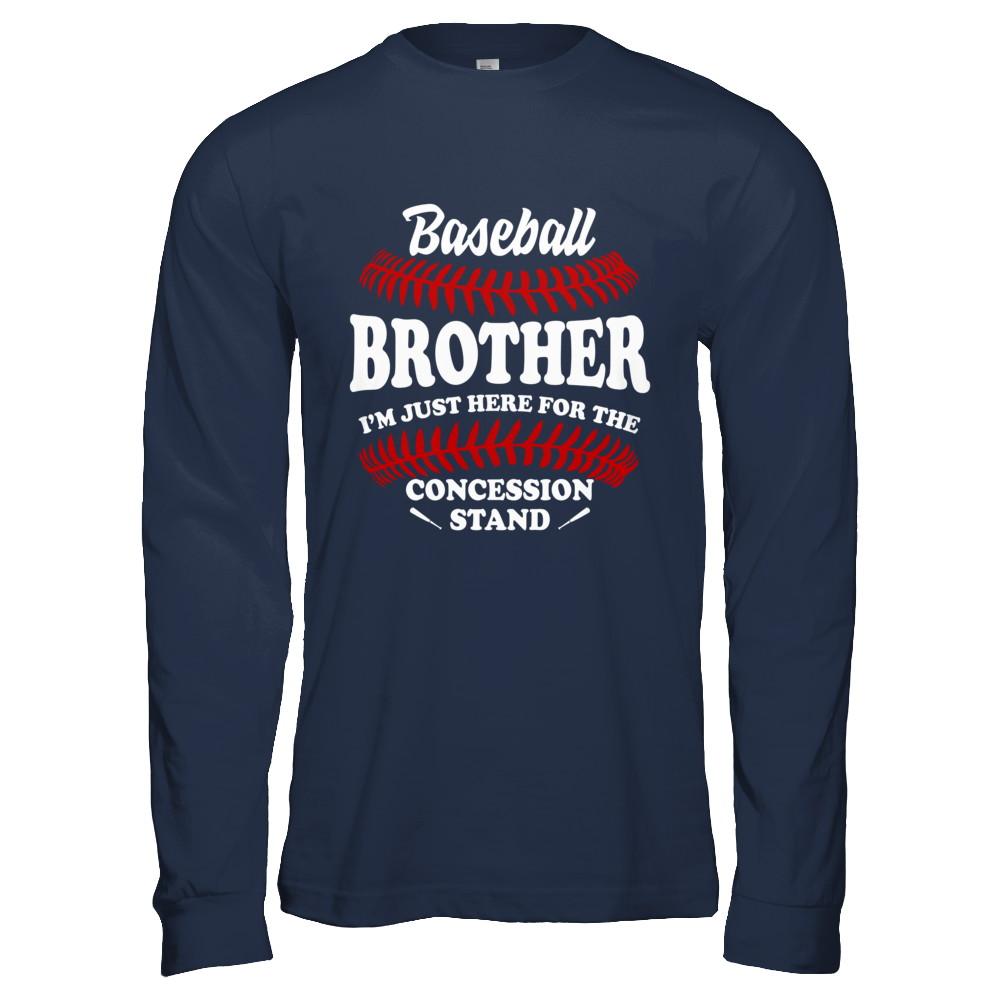Baseball Brother I'm Just Here For The Concession Stand-T-Shirt & Hoodie-Long Sleeve T-Shirt-Navy