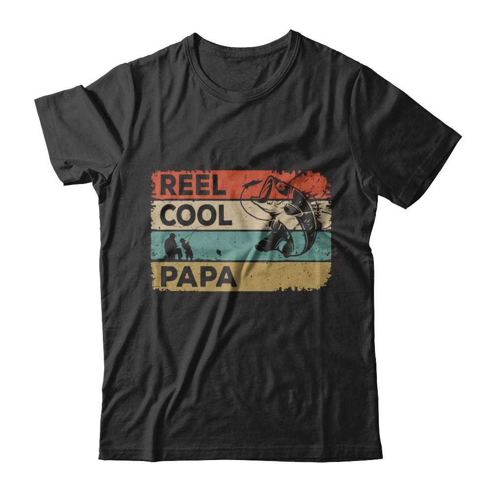 Vintage Reel Cool Papa Fish Fishing Fathers Day-T-Shirt & Hoodie-Classic T-Shirt-Black