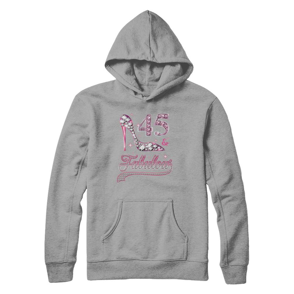 45 And Fabulous 45 Years Old 1976 45th Birthday Gift-T-Shirt & Hoodie-Pullover Hoodie-Light Steel