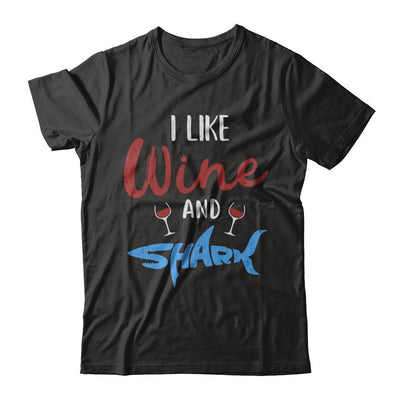 Funny Ocean I Like Wine And Sharks Gift-T-Shirt & Hoodie-Classic T-Shirt-Black