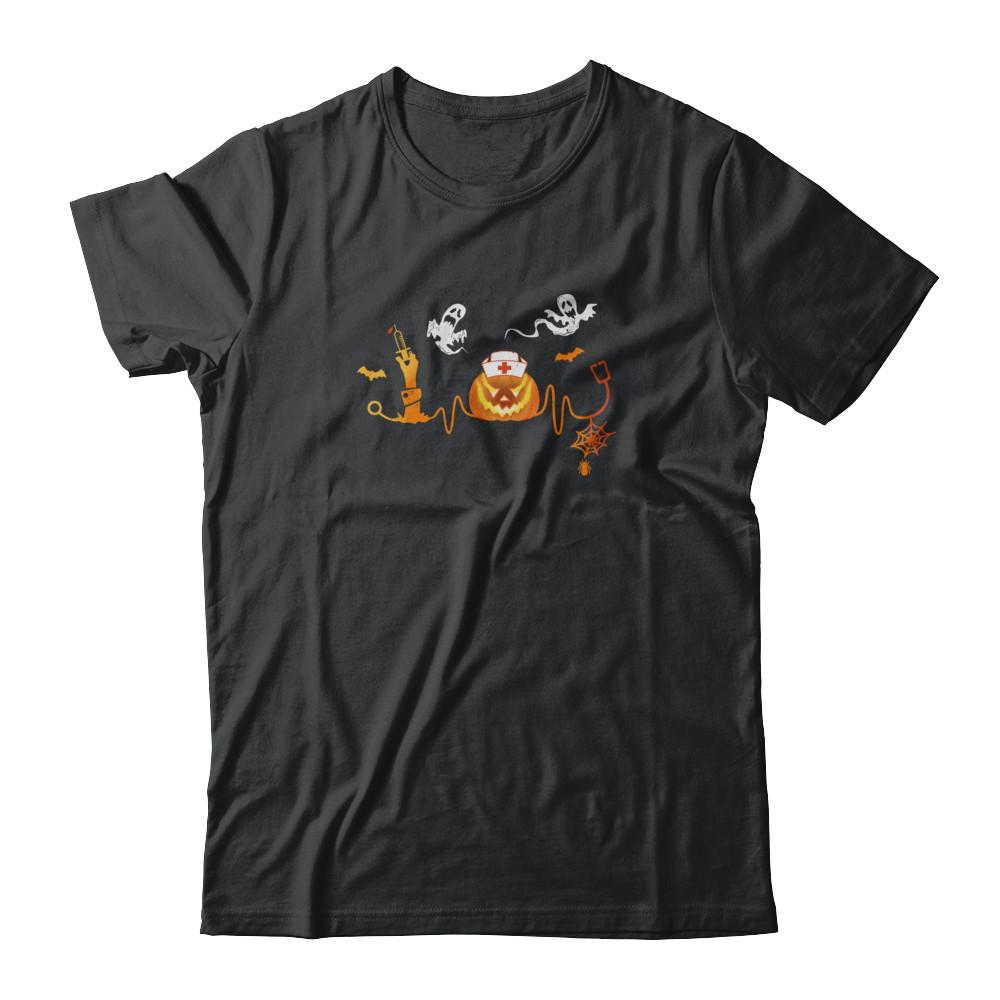 Funny Nurse Nursing Stethoscope Pumpkin Halloween-T-Shirt & Tank Top-Classic T-Shirt-Black