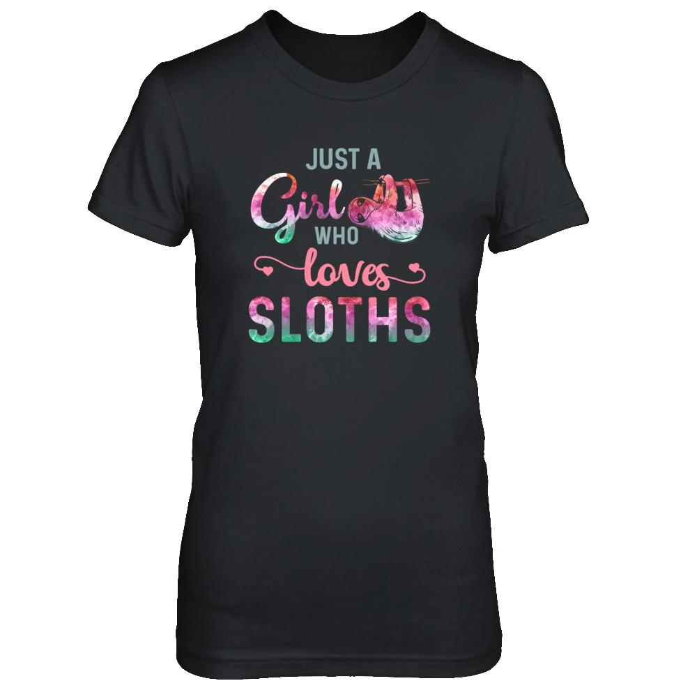 Just A Girl Who Loves Sloths Sloth Lover-T-Shirt & Tank Top-Women's T-Shirt-Black