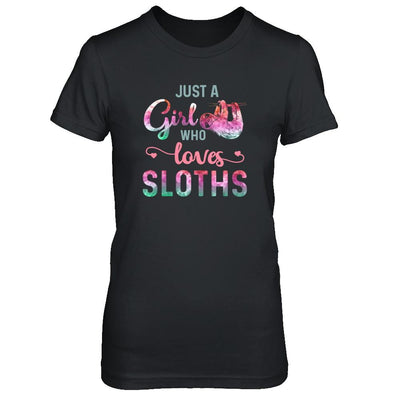 Just A Girl Who Loves Sloths Sloth Lover-T-Shirt & Tank Top-Women's T-Shirt-Black