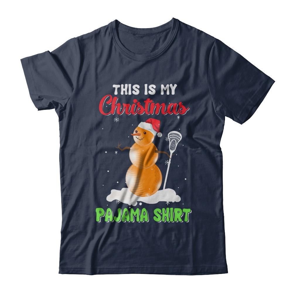 This Is My Christmas Pajama Xmas Snowman Lacrosse-T-Shirt & Sweatshirt-Classic T-Shirt-Navy