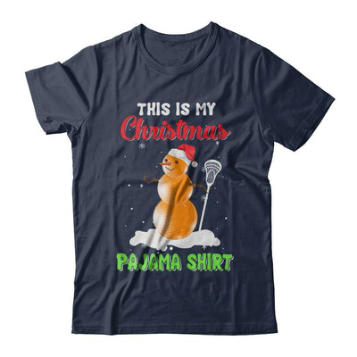 This Is My Christmas Pajama Xmas Snowman Lacrosse-T-Shirt & Sweatshirt-Classic T-Shirt-Navy