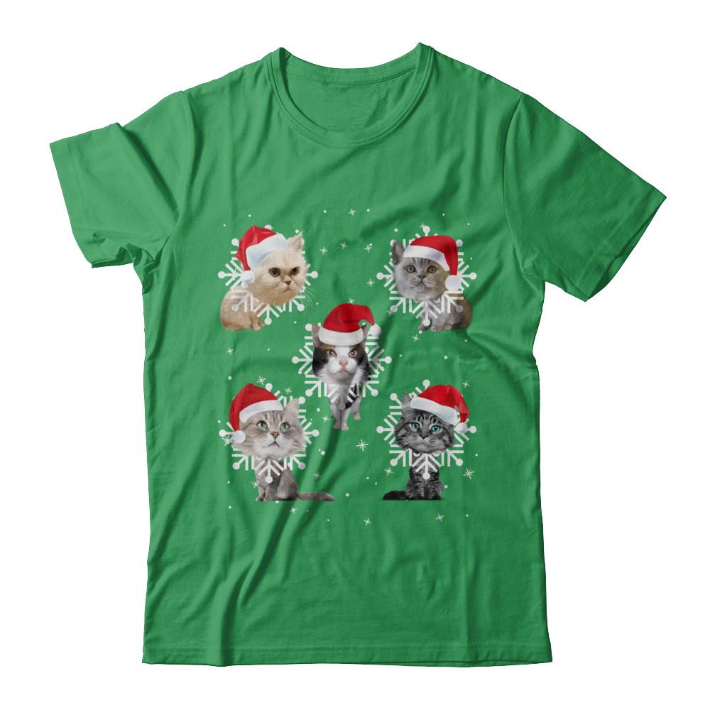 Cute Cat's Christmas Snowflakes Cat Claus-T-Shirt & Sweatshirt-Premium T-Shirt-Kelly Green