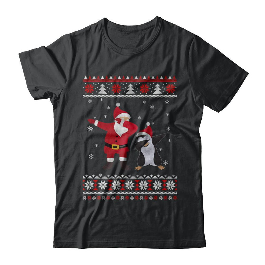 Dabbing Santa Penguin Dab Dance Ugly Christmas Sweater-T-Shirt & Sweatshirt-Classic T-Shirt-Black