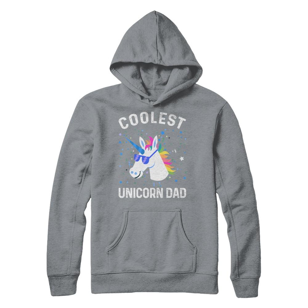 Coolest Unicorn Dad Cute Funny Unicorn Fathers Day-T-Shirt & Hoodie-Hanes - Heavyweight Pullover Hoodie-Light Steel