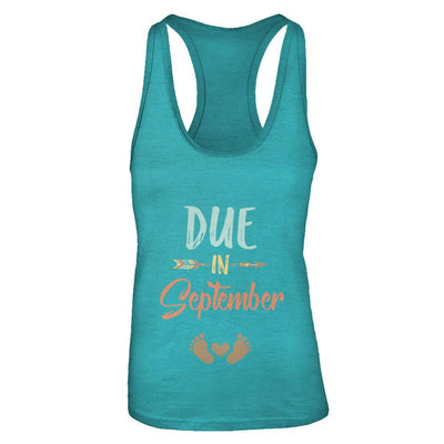Due Date September 2021 Announcement Mommy Bump Pregnancy-T-Shirt & Tank Top-Women's Ideal Racerback Tank-Tahiti Blue