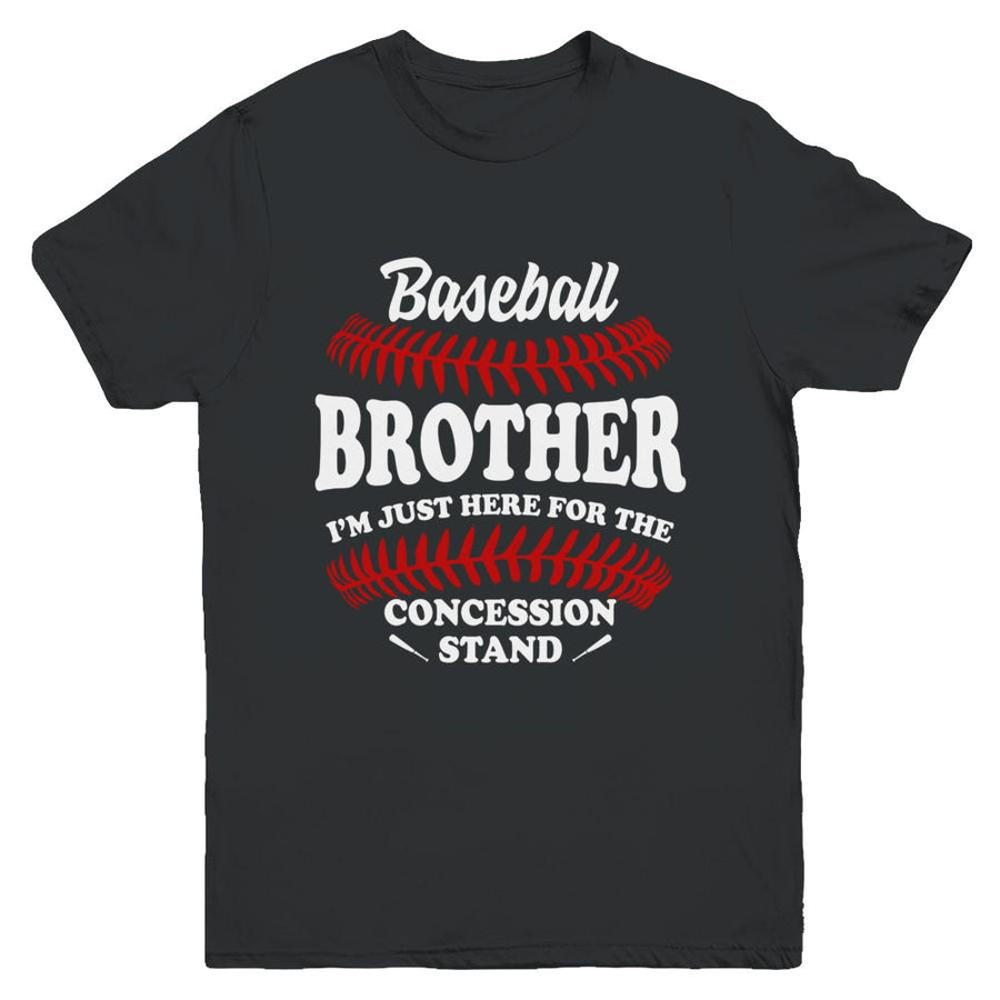 Baseball Brother I'm Just Here For The Concession Stand Youth-Youth Shirt-Youth T-Shirt-Black