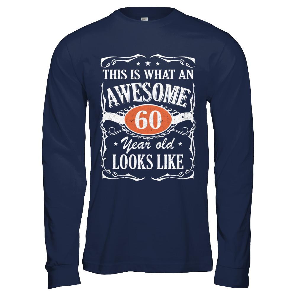 Vintage This Is What An Awesome 60 Year Old 1961 Birthday-T-Shirt & Hoodie-Long Sleeve T-Shirt-Navy