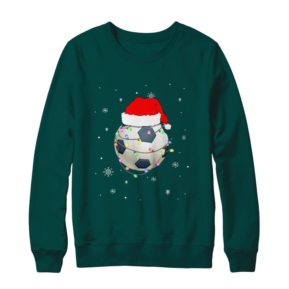 Santa Hat Soccer Christmas Gifts-T-Shirt & Sweatshirt-Crewneck Sweatshirt-Deep Forest