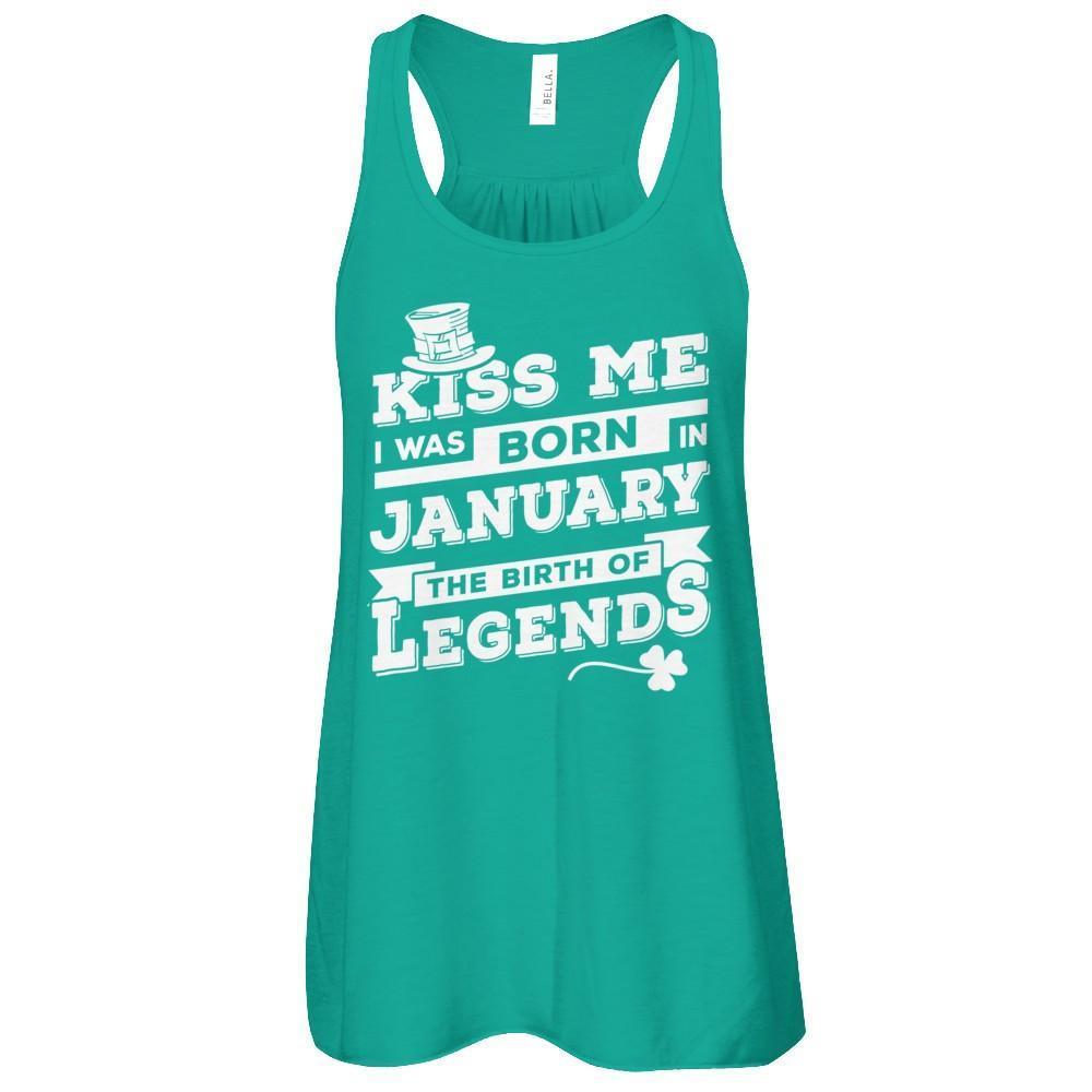 Kiss Me I Was Born In January The Birth Of Legends-T-Shirt & Hoodie-Women's Flowy Racerback Tank-Kelly