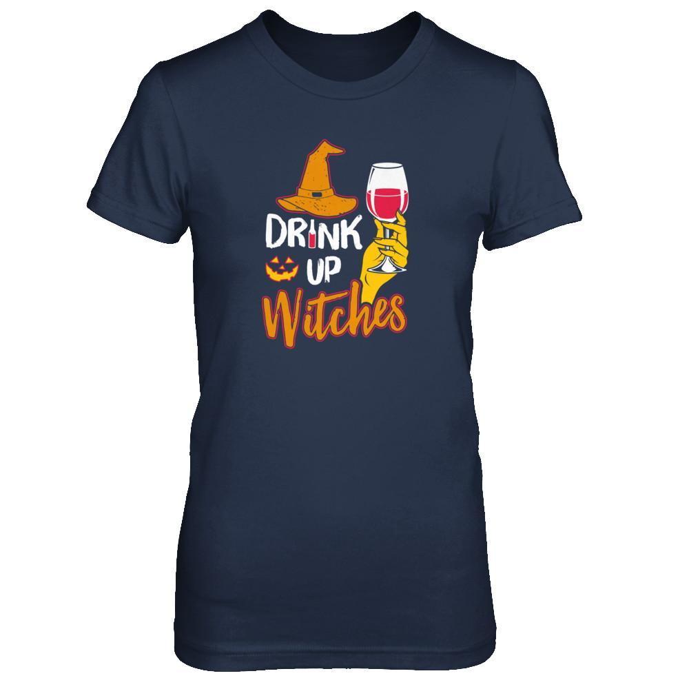 Drink Up Witches Funny Halloween Wine Lover-T-Shirt & Tank Top-Women's T-Shirt-Navy
