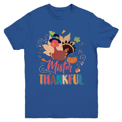 Cute Mister Thankful Turkey Thanksgiving Youth-Youth Shirt-Youth T-Shirt-Royal