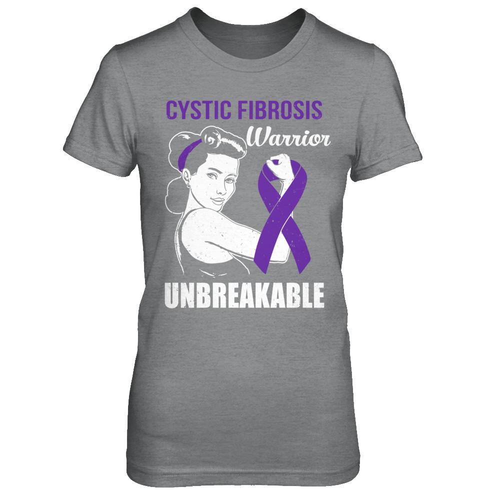 Cystic Fibrosis Warrior Unbreakable Cystic Fibrosis Awareness-T-Shirt & Hoodie-Women's T-Shirt-Sport Grey