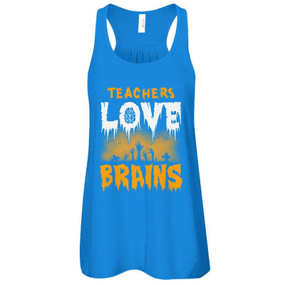 Teachers Love Brains Halloween-T-Shirt & Tank Top-Women's Flowy Racerback Tank-True Royal