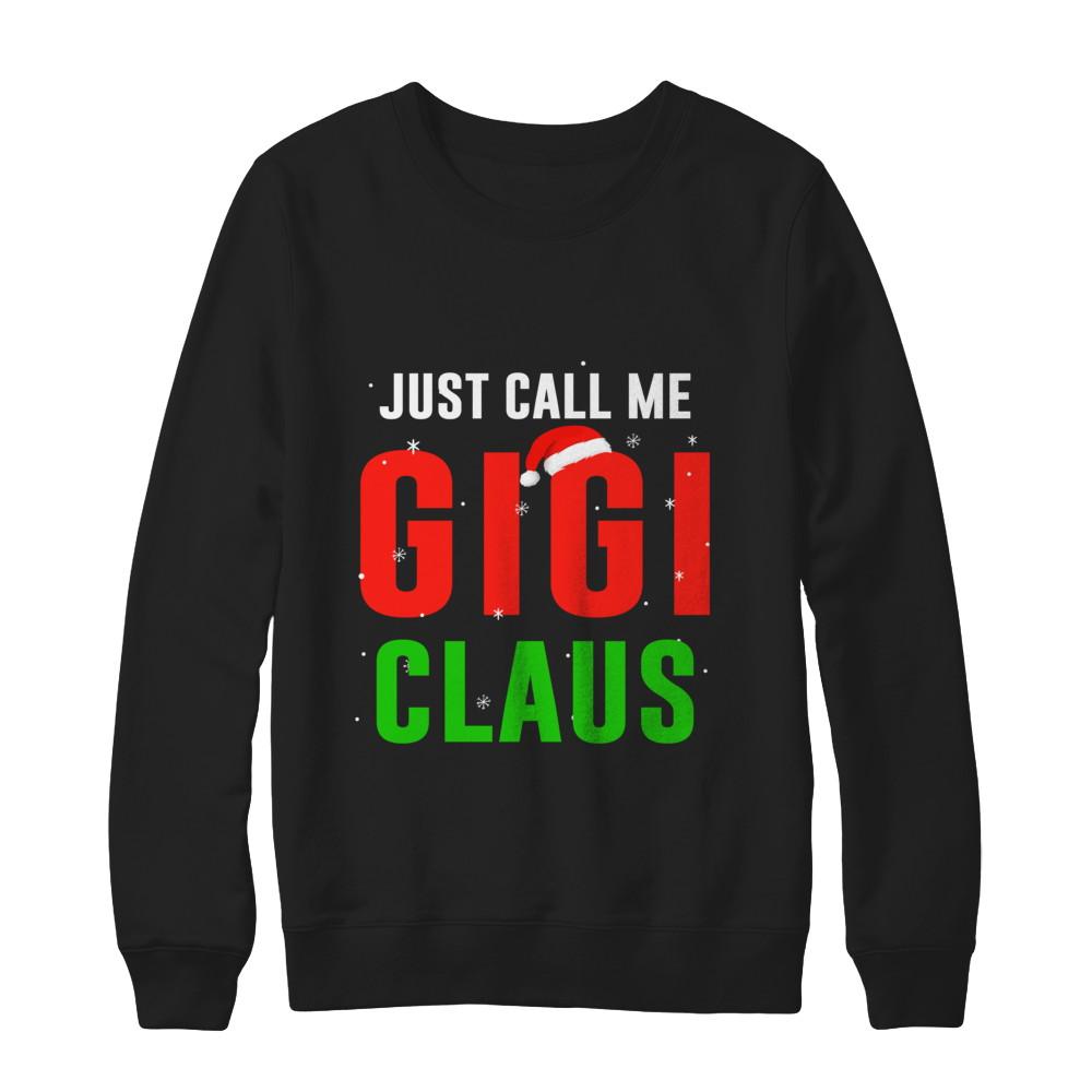 Santa Gigi Claus Matching Family Christmas Pajamas-T-Shirt & Sweatshirt-Crewneck Sweatshirt-Black