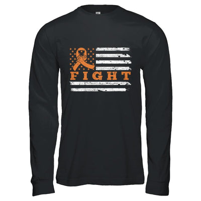 Fight Orange Ribbon US Flag Multiple Sclerosis Awareness-T-Shirt & Hoodie-Long Sleeve T-Shirt-Black