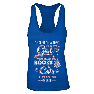There Was A Girl Who Really Loved Books And Cats-T-Shirt & Tank Top-Women's Ideal Racerback Tank-Royal
