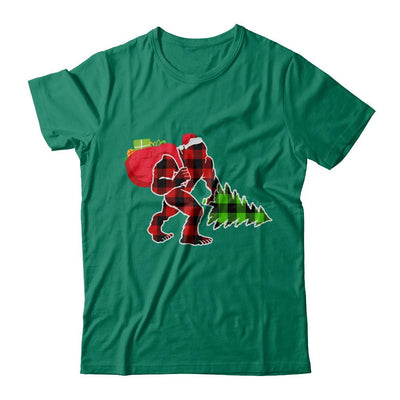 Red Plaid Bigfoot Christmas Buffalo Plaid-T-Shirt & Sweatshirt-Classic T-Shirt-Kelly Green
